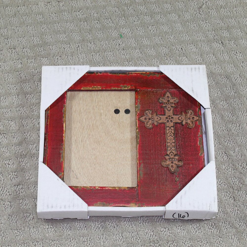 NEW 5x7 Red Rustic Frame with Cross